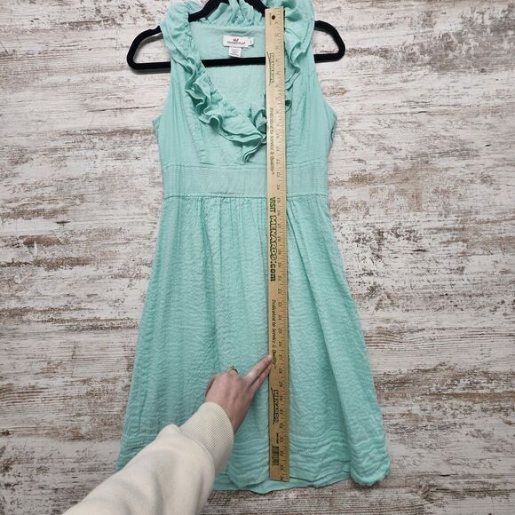 Vineyard Vines Mint Green Dress sz 2 Linen Cotton V-Neck Countryside Spring Xs - Picture 3 of 8